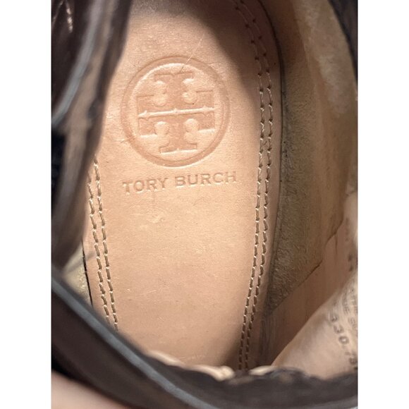 Tory Burch Leila Brown Quilted Leather Stacked Wedge Heel Bootie Sz 6.5M - Picture 10 of 10
